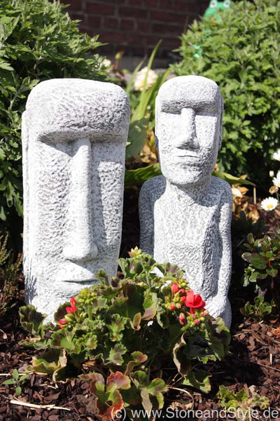 2er Set Steinfigur Osterinsel Gesicht und Statue