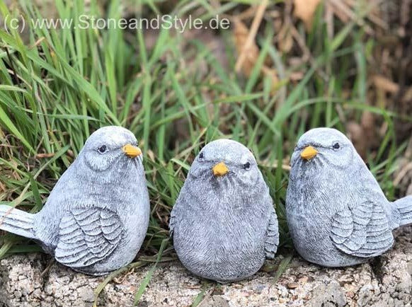 3er Set Steinfigur Vogel klein