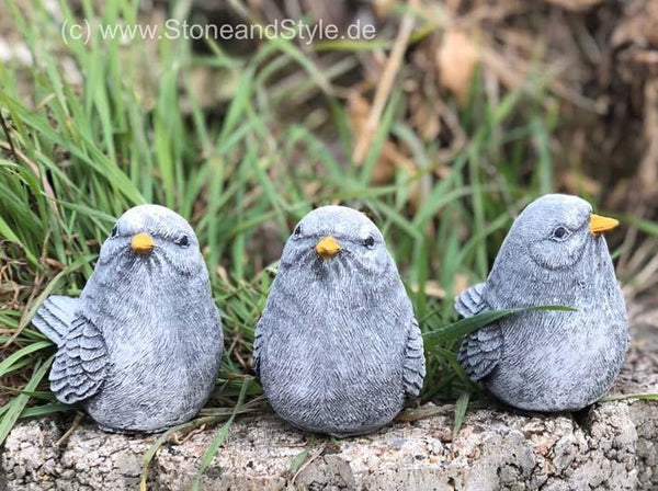 3er Set Steinfigur Vogel klein