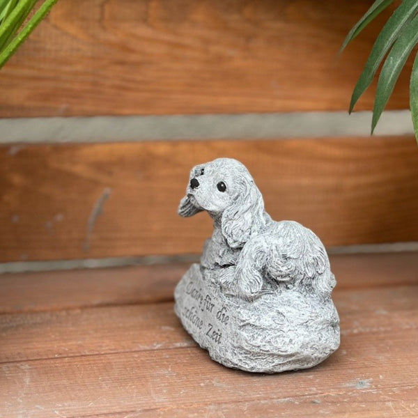 Steinfigur Grabstein Hund "Danke für die schöne Zeit"
