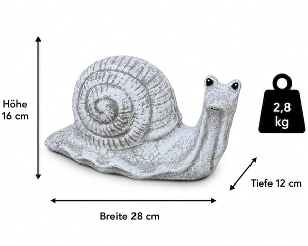 Freigestellte Steinfigur Schnecke aus Steinguss frostfest wetterfest für Garten und Terrasse