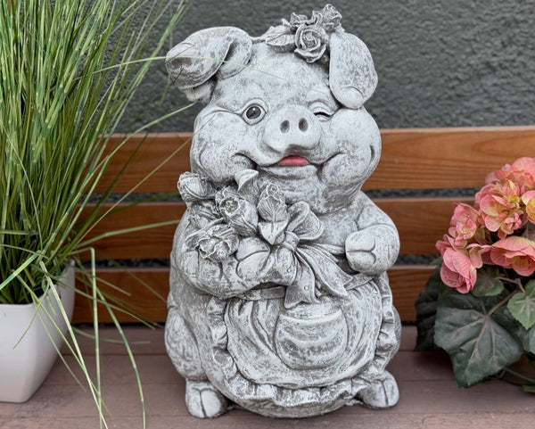Steinfigur Schweinchen XL Sau Gundel