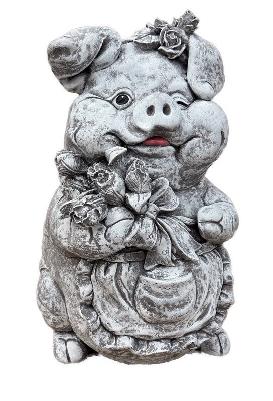 Steinfigur Schwein Sau Gartenfigur