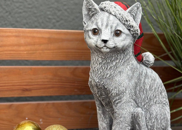 Steinfigur Weihnachten Katze