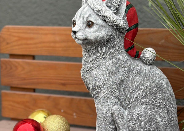 Steinfigur Weihnachten Katze