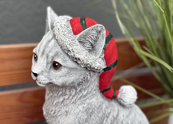 Steinfigur Weihnachten Katze