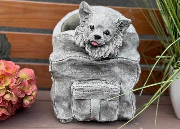 Steinfigur Chihuahua in Handtasche