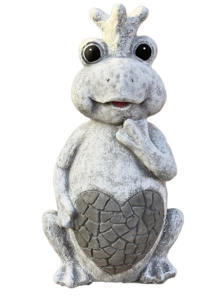 Steinfigur Froschkönig,Frosch Gartenfigur, frostfest