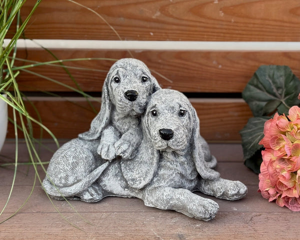 Steinfigur 2 Basset Hound