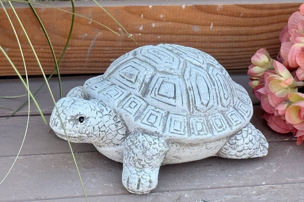 Schildkröten Gartenfigur aus massivem Steinguss frostfest und wetterfest