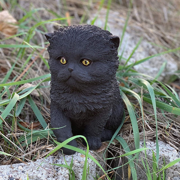 Steinfigur Perser Kitten schwarz