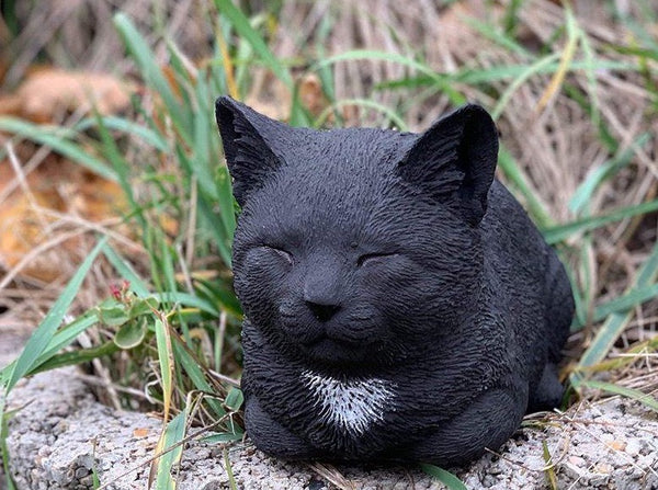 Steinfigur Katze Nappy schwarz