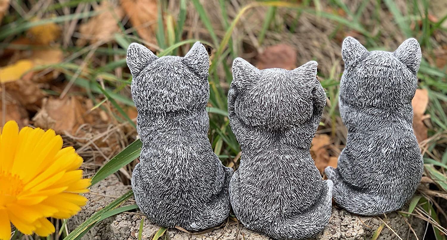 Stoneandstyle Shaolin-Mönche Skulpturen-Set – 3 Figuren Aus Steinguss, Frostfest Bis -30°C
