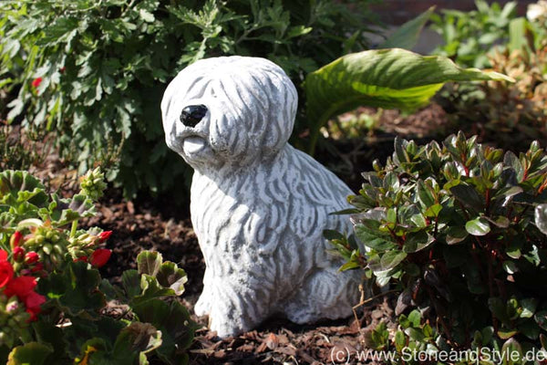 Steinfigur Hund Bobtail