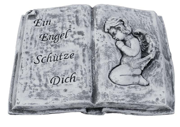Steinfigur Grabbuch Grabschmuck Engel Inschrift 