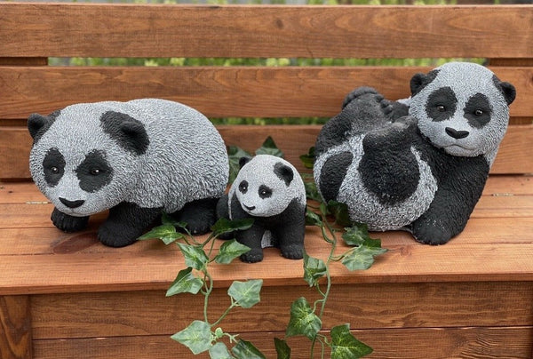 Steinfigur Pandabären Familie