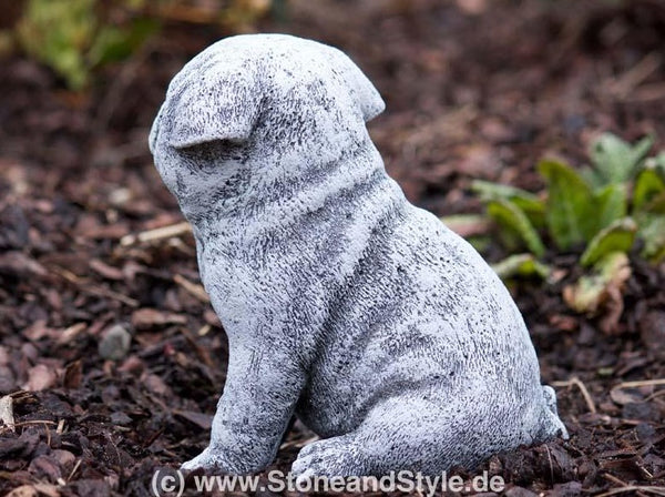 Steinfigur Hund Mops klein