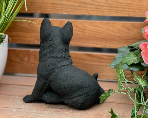 Steinfigur Schäferhund klein in schwarz
