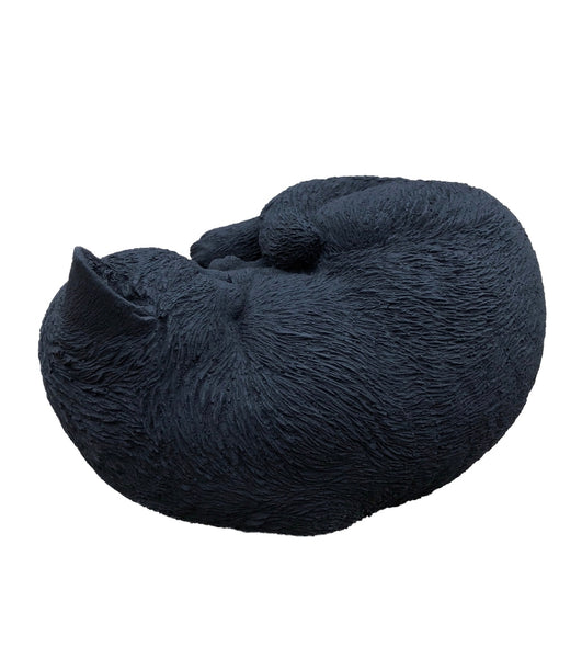 Steinfigur Katze schlafend eingerollt schwarz