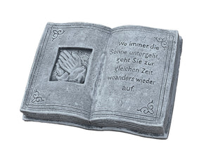 Steinfigur Steinbuch Grabbuch Buch Grabschmuck Inschrift