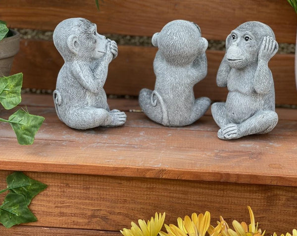 Steinfigur "3 Affen Nichts sehen, nichts hören, nichts sagen"