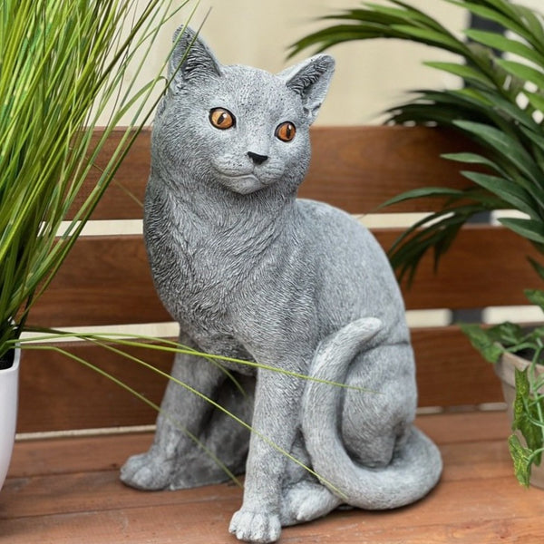 Steinfigur Katze sitzend
