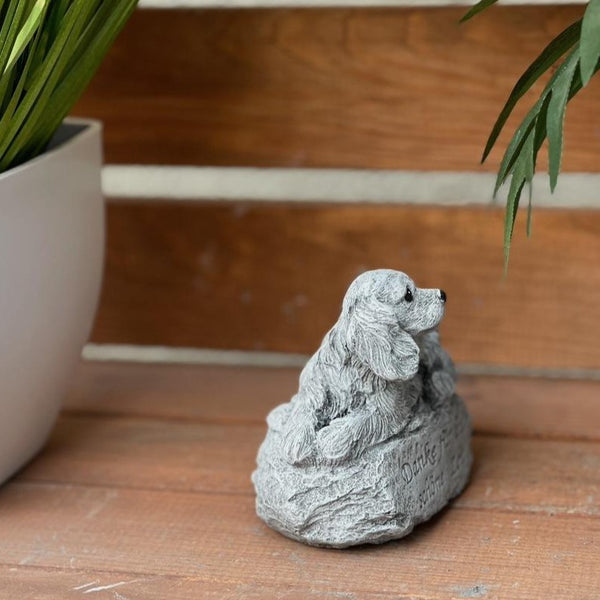 Steinfigur Grabstein Hund "Danke für die schöne Zeit"