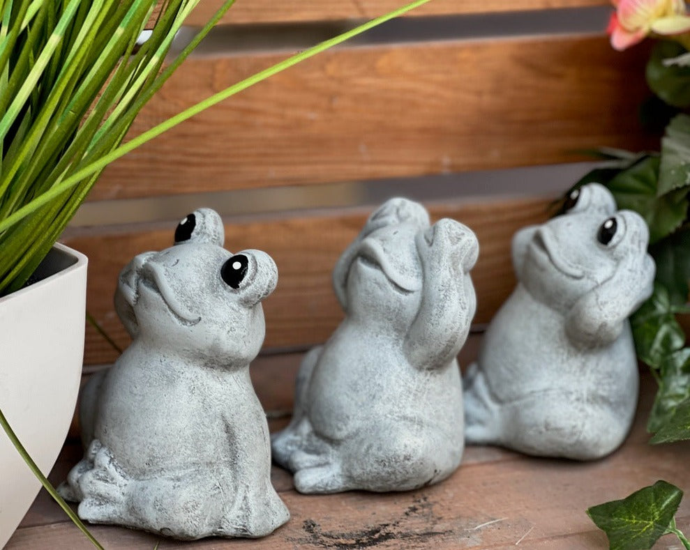Stoneandstyle Shaolin-Mönche Skulpturen-Set – 3 Figuren Aus Steinguss, Frostfest Bis -30°C