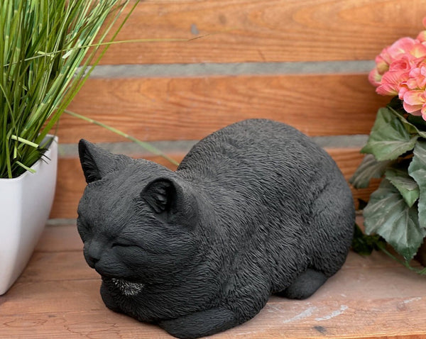 Steinfigur Katze Träumerle schwarz