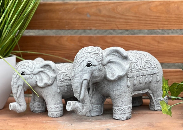 Steinfigur 2er Set Elefanten Elefant
