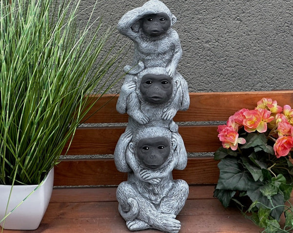 Steinfigur 3er Affenbande